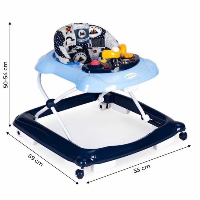Premergător Ecotoys J-888E Albastru, Muzical și Pliabil - imagine 3
