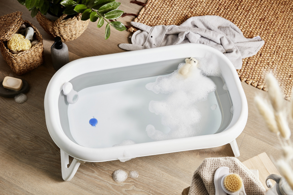 Cădiță pliabilă Rotho-baby, Stonegrey/White - imagine 2