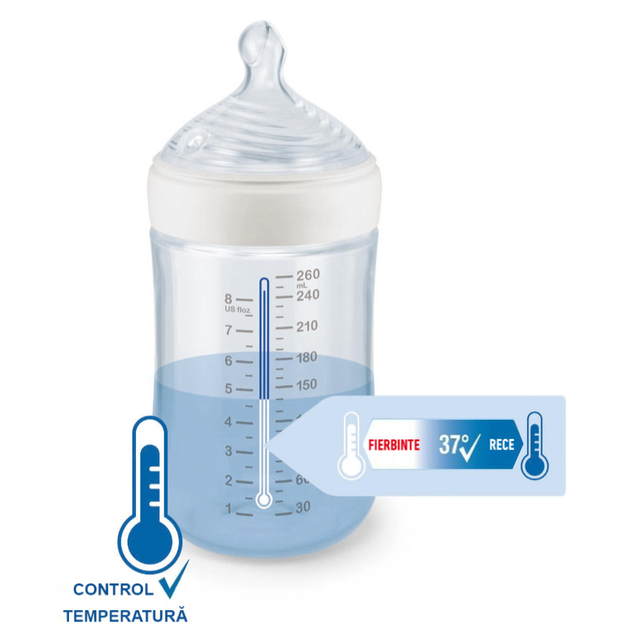 Biberon NUK for Nature PP 260ml, Control Temp, M - imagine 2