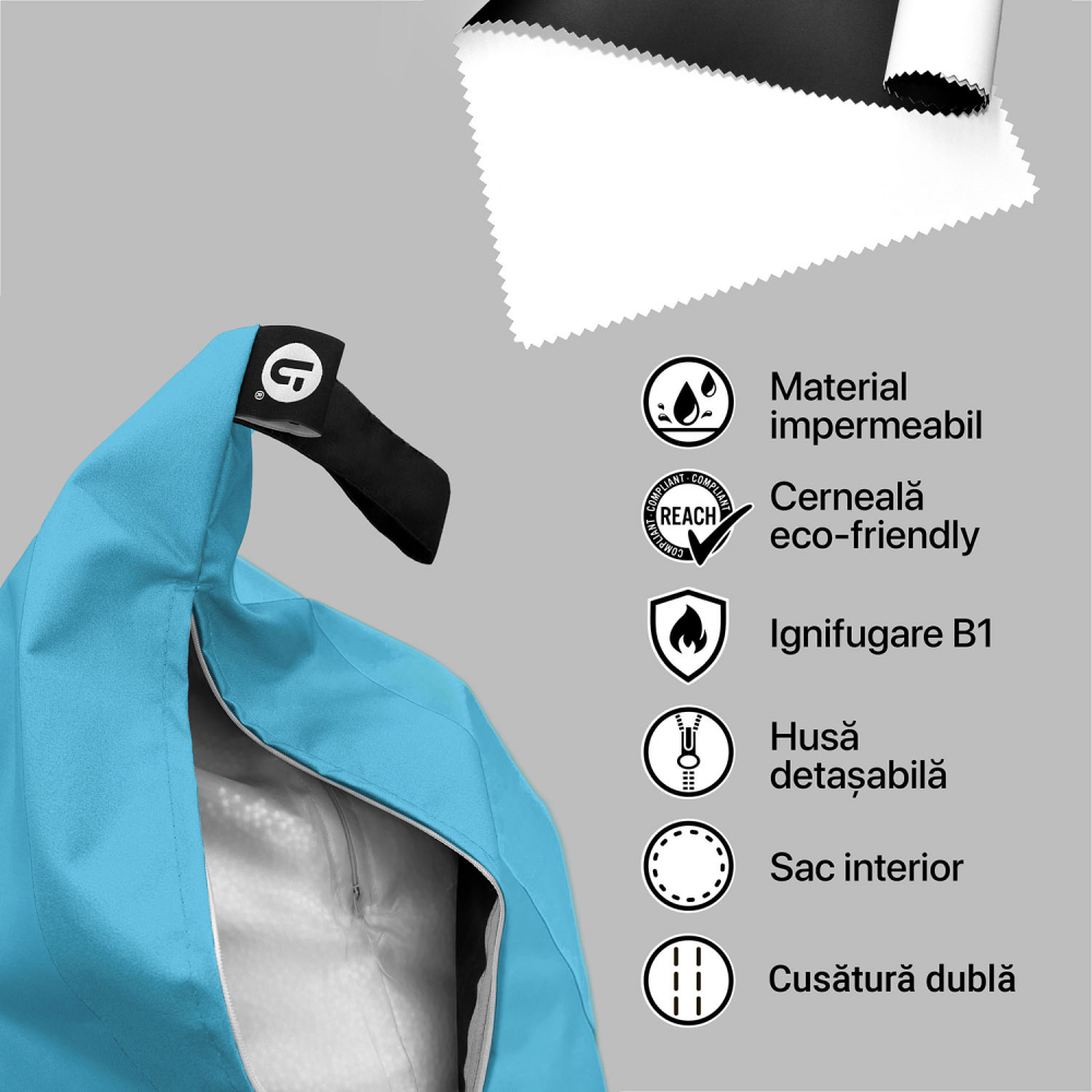 Fotoliu Puf XL Turquoise Updeco | Relaxare & Design - imagine 4
