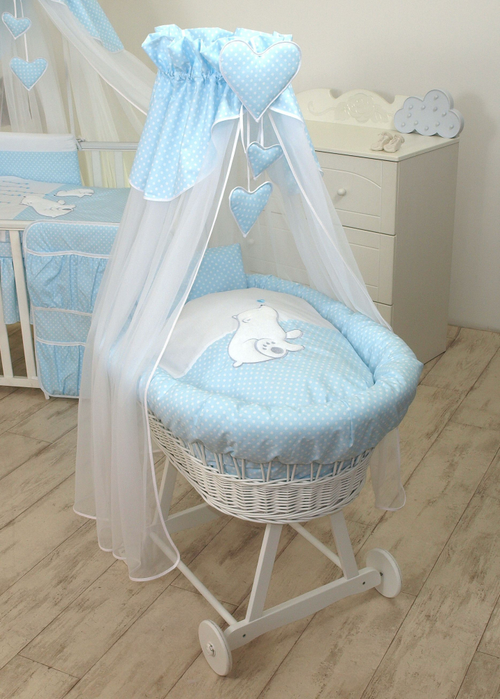Cos Bebe Bear Heart Blue Amy pe Roti cu Baldachin - imagine 5