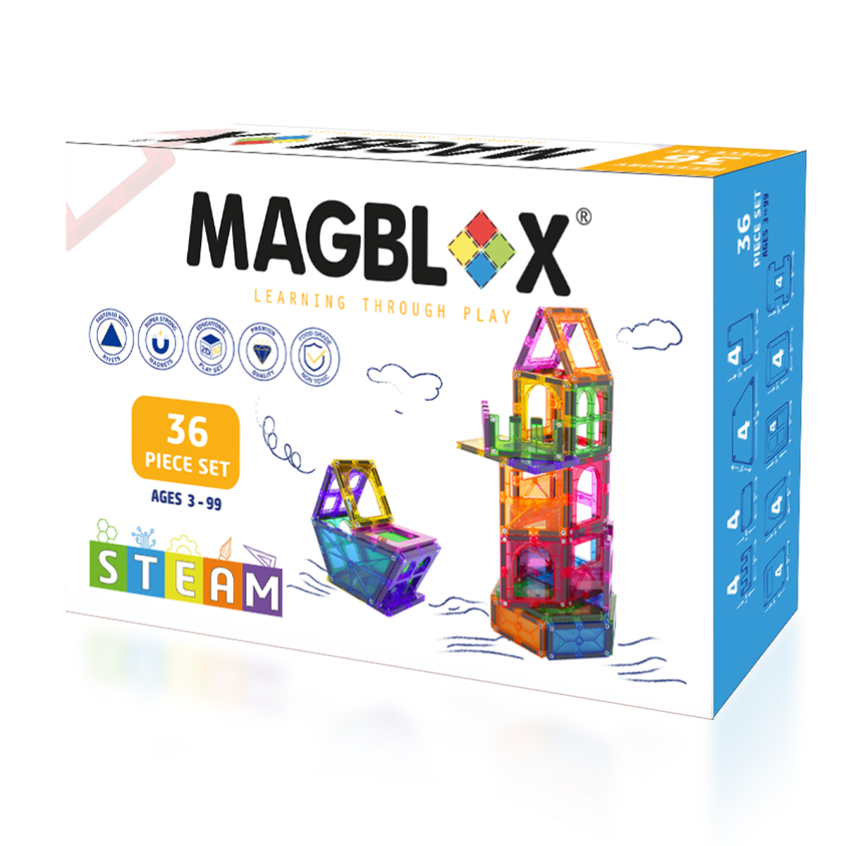Set Magblox 36 Piese - Jucării Construcție Magnetice