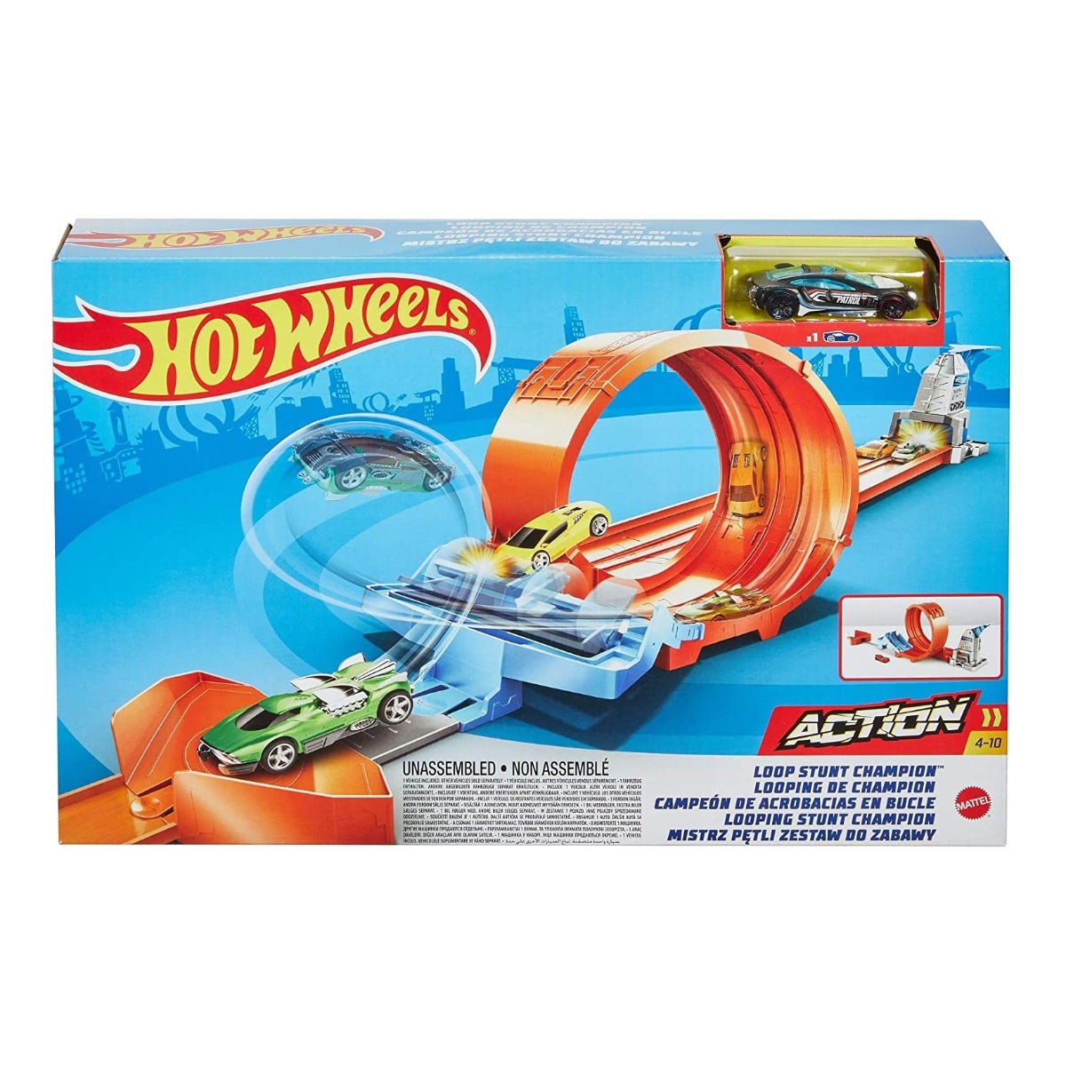 Hot Wheels Circuit Loop Stunt Champion, cu masinuta inclusa