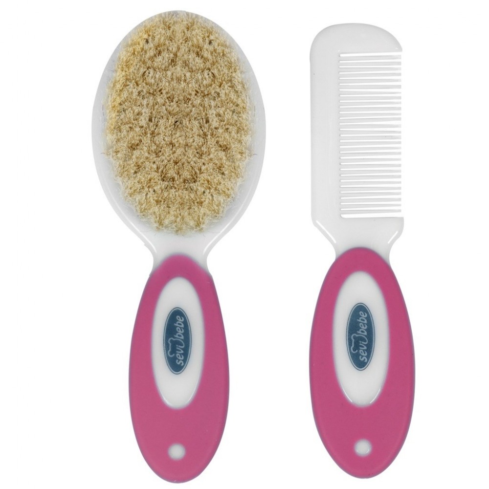 Set Perie & Pieptan Roz SeviBebe - Îngrijire Delicată - imagine 2