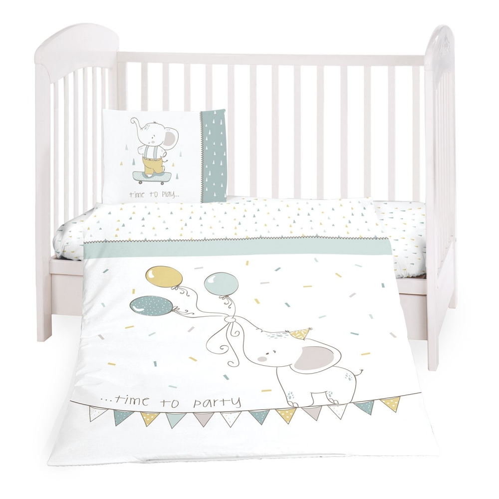 Set Lenjerie Patut KikkaBoo Elephant Time, Bumbac Premium