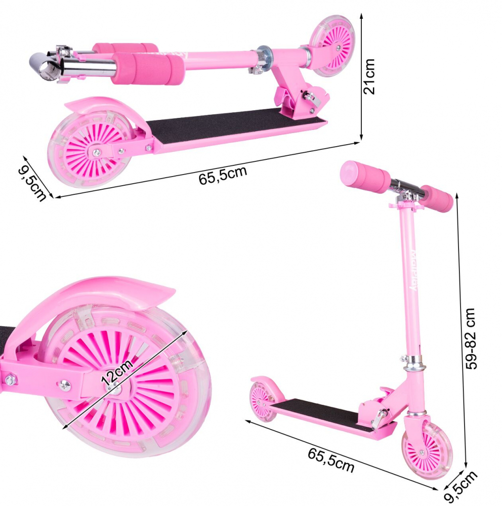 Trotineta Malplay Pink LED, Pliabila si Reglabila - imagine 6