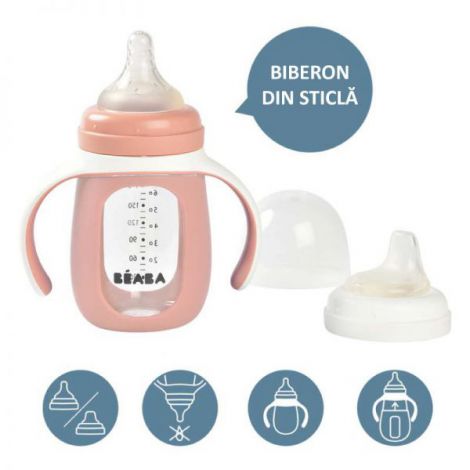 Biberon 2in1 Beaba 210ml Old Pink - imagine 4