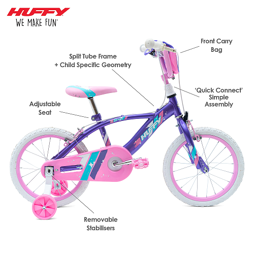Bicicleta Huffy Glimmer 16" Violet, 5-7 Ani - imagine 3