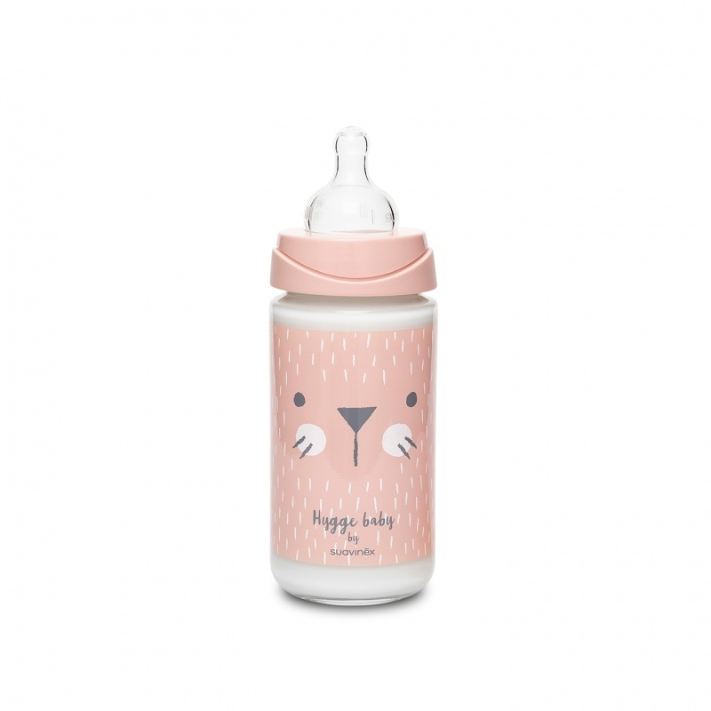 Biberon Sticlă Suavinex Hygge 240ml Pisică Roz - imagine 2