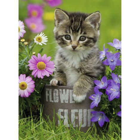 Puzzle Pisicuta intre Flori 100 piese Ravensburger - imagine 2