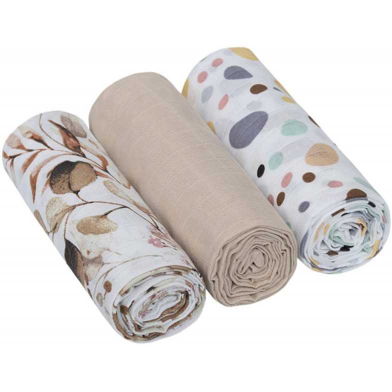 Set 3 scutece Infantilo muselină bej, buline - imagine 3