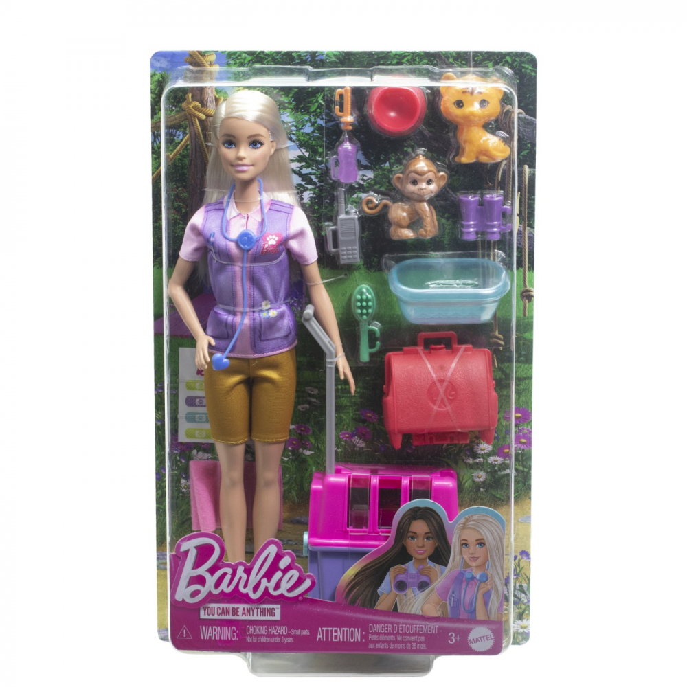 Barbie Animal Rescue, Papusa cu 2 Animalute, Mattel