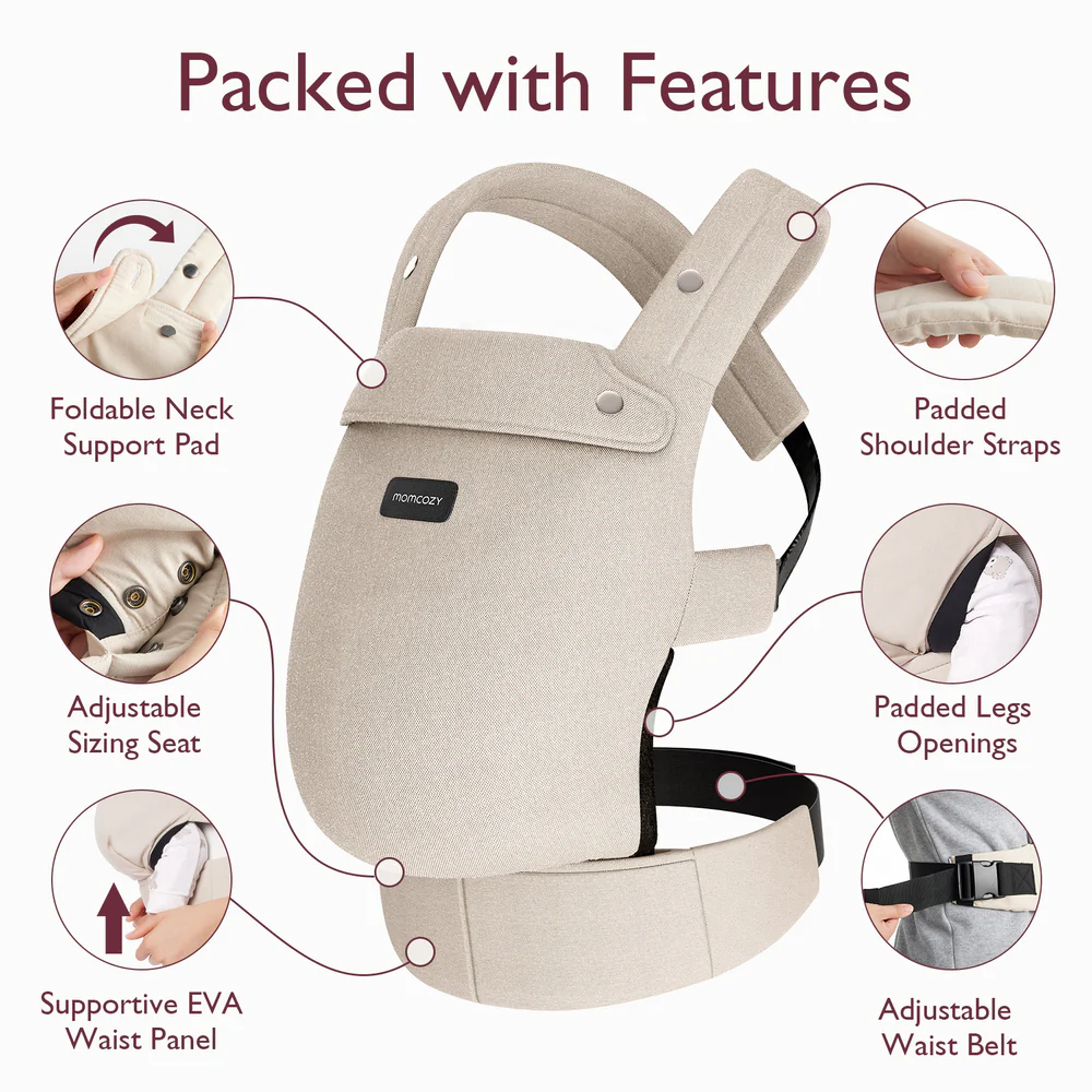 Marsupiu Ergonomic Momcozy PureHug Khaki - imagine 6
