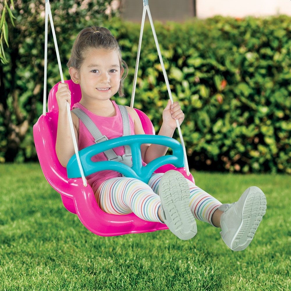 Leagan Unicorn Dolu Roz cu Speni și Siguranță - imagine 4