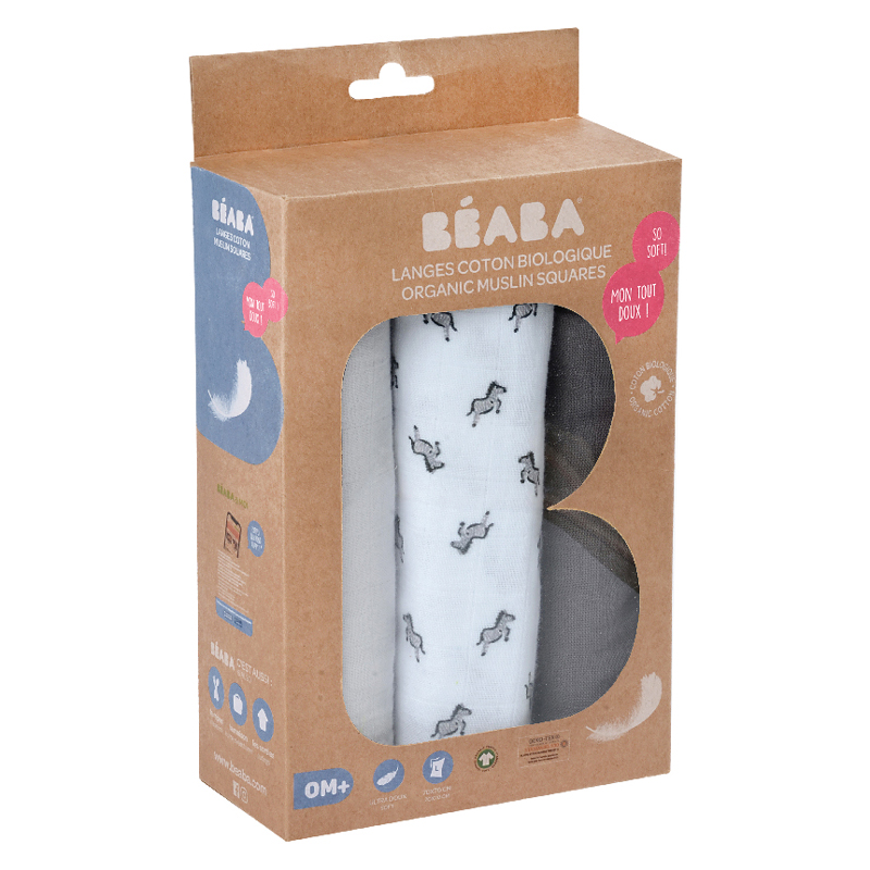 Set 3 Museline Beaba Bumbac Organic 70x70 cm - imagine 6
