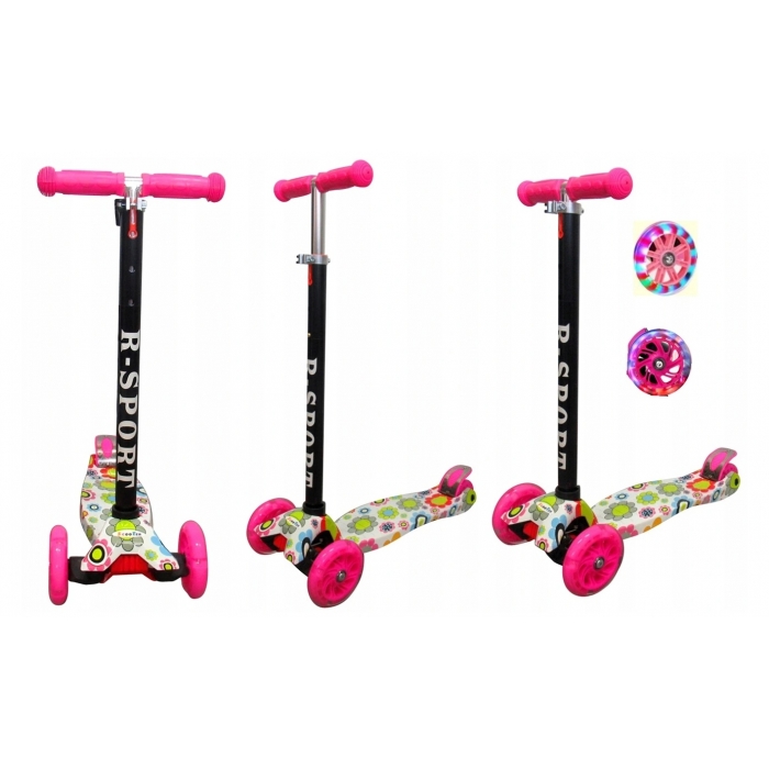 Trotineta R-Sport H2 Roz LED | Ghidon Reglabil - imagine 3