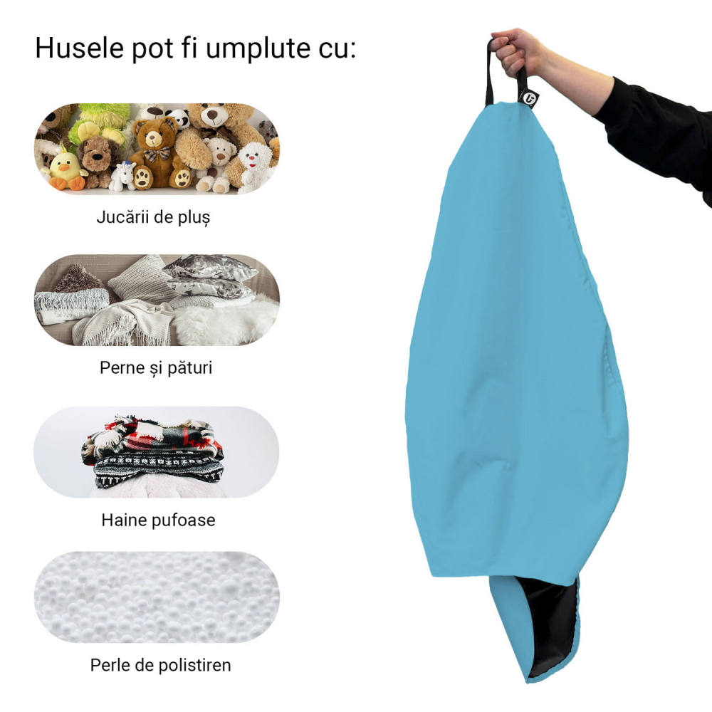 Husă Bean Bag XL Chroma Turquoise | Updeco - imagine 5