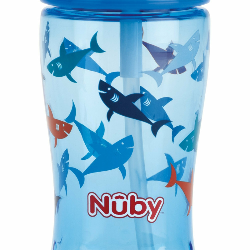 Cana Nuby 360 ml Anti-alunecare cu Pai Albastru - imagine 2
