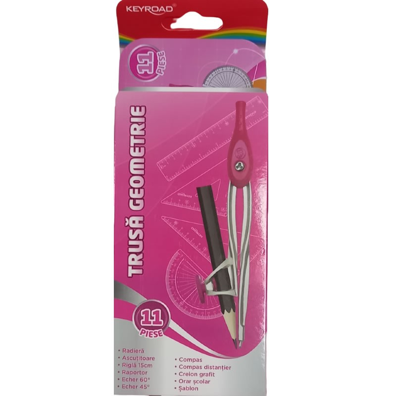 Trusa Geometrie 11 Piese Colorart Roz
