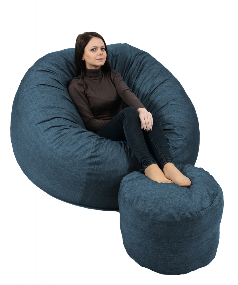 Fotoliu Pufrelax King Size Transformabil, Denim