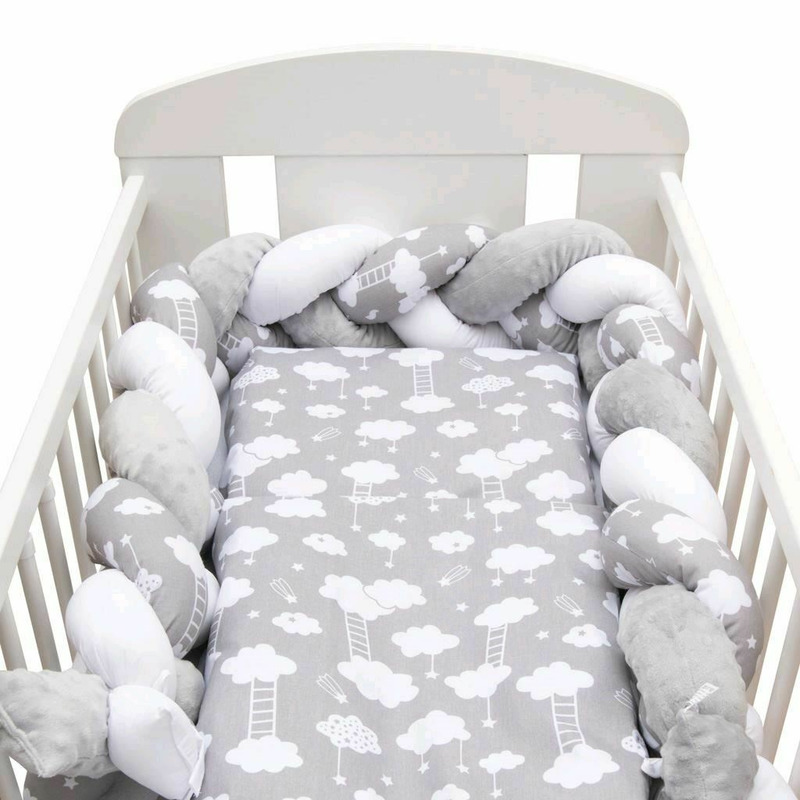 Bumper impletit New Baby Grey with clouds - imagine 5