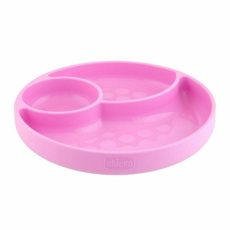 Farfurie Chicco cu Ventuza, Roz, 12+ luni
