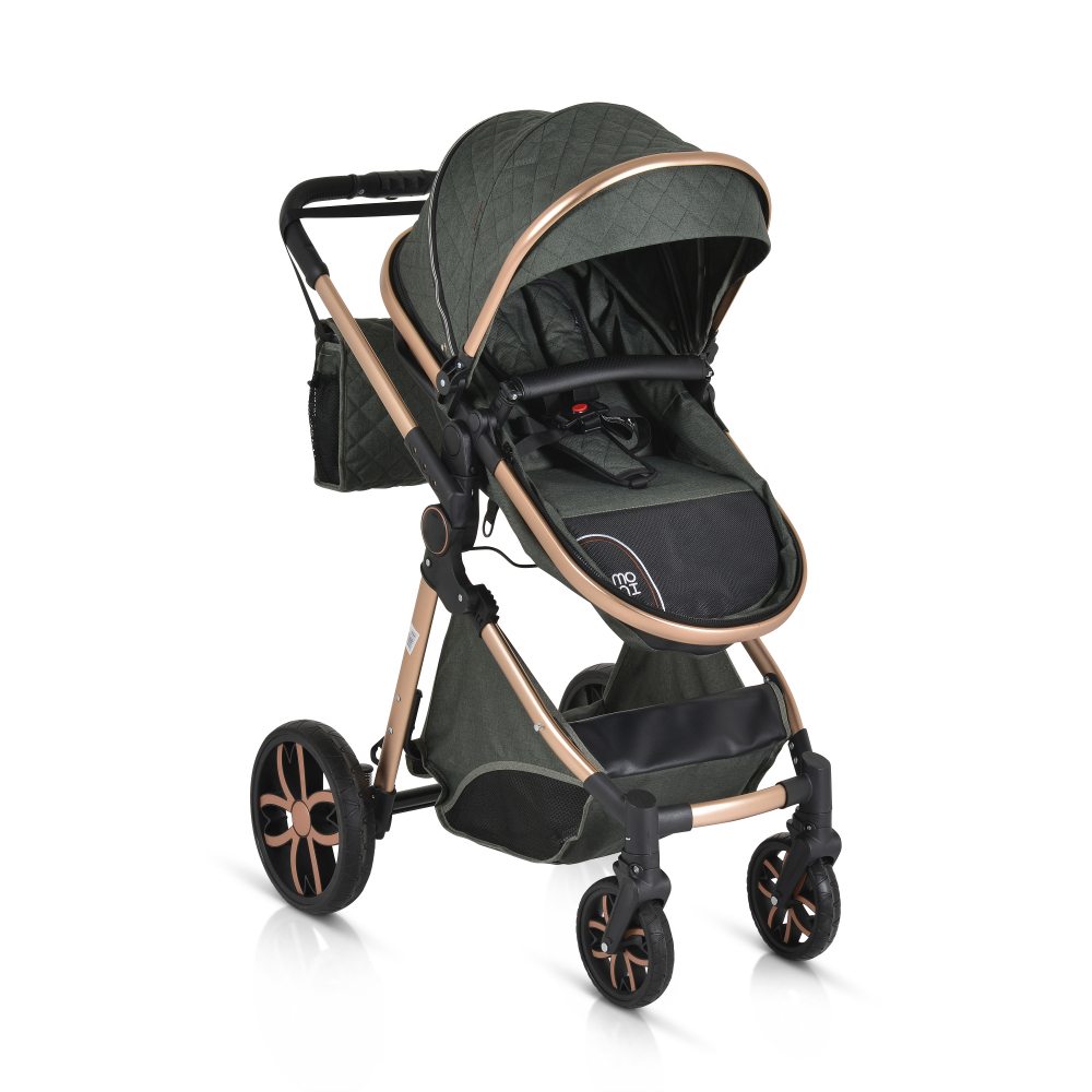 Carucior 2in1 Moni Alma Green, Reversibil, Aluminiu - imagine 4