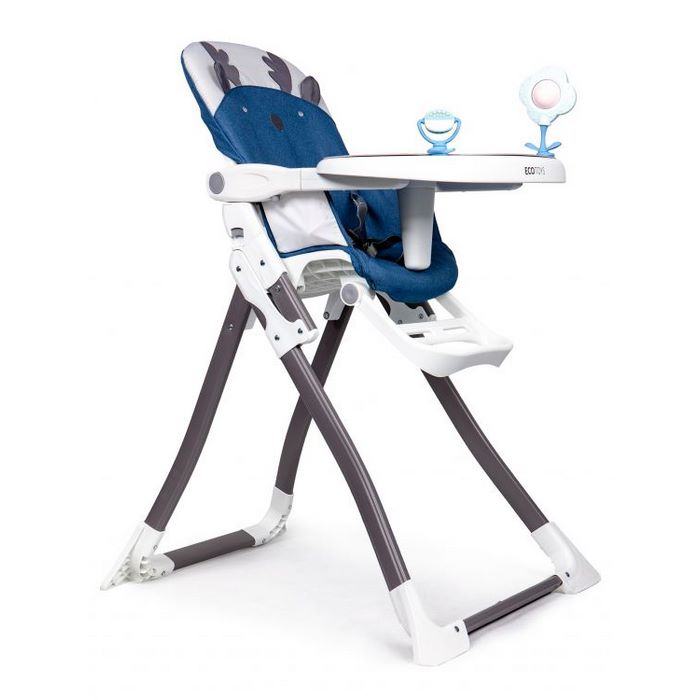 Scaun de Masa Ecotoys Albastru cu Tava Reglabil - imagine 2