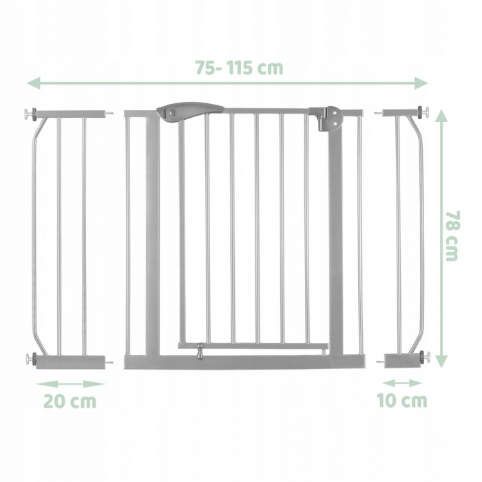Poarta Siguranta Nukido Gri, Extensibila 75-115 cm - imagine 3