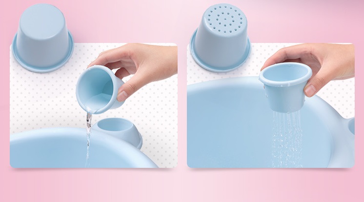 Cadită Little Mom cu hamac și termometru Sky Blue - imagine 2
