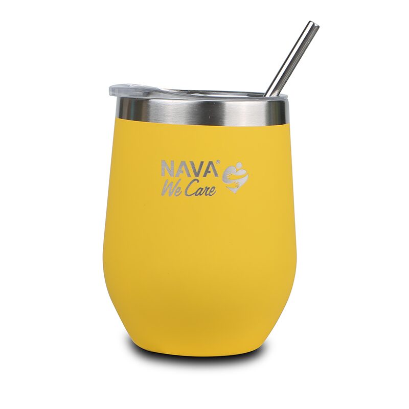 Cana Termica Nava 360ml Galben cu Pai - imagine 7