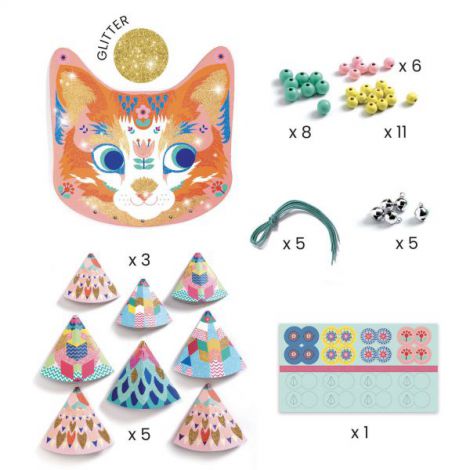 Set DIY Djeco Mobil Pisicuta cu Clopotei si Sclipici - imagine 2