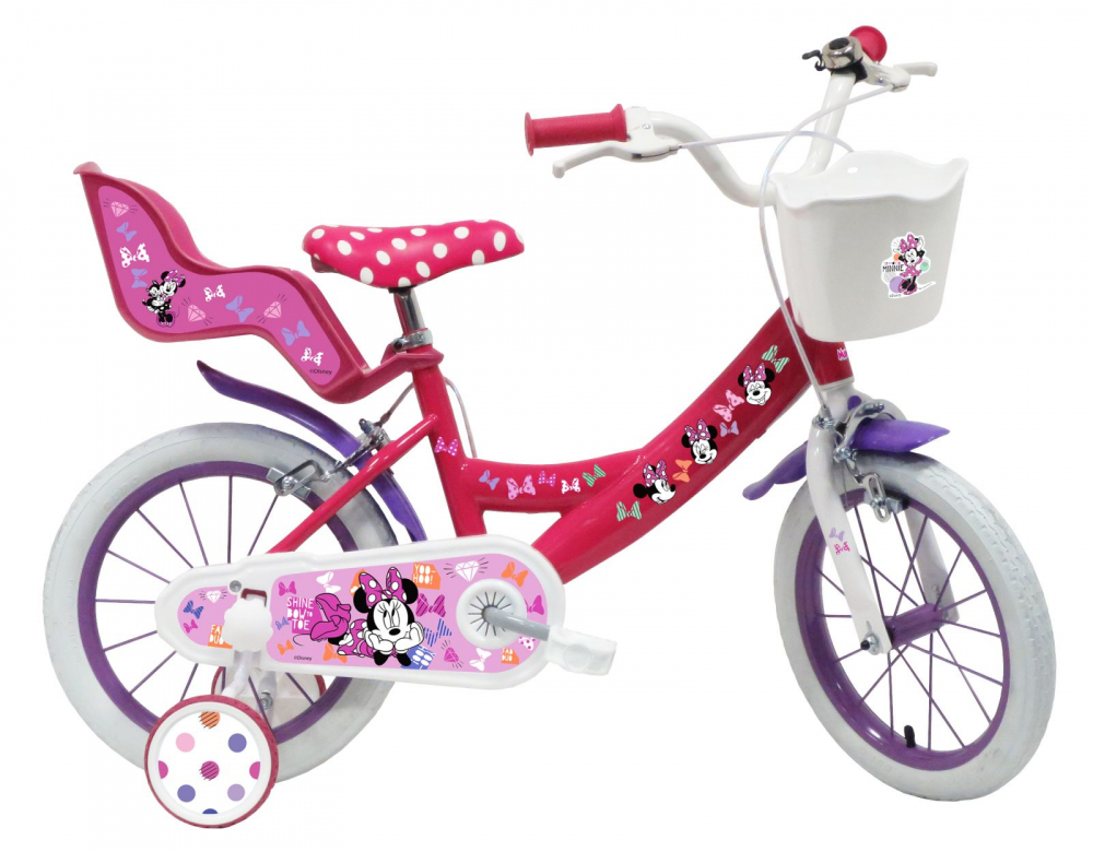 Bicicleta Denver Minnie 14" cu suport papuși