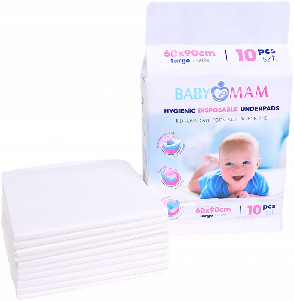 Set 10 aleze BabyMam impermeabile 60x90 cm - imagine 2