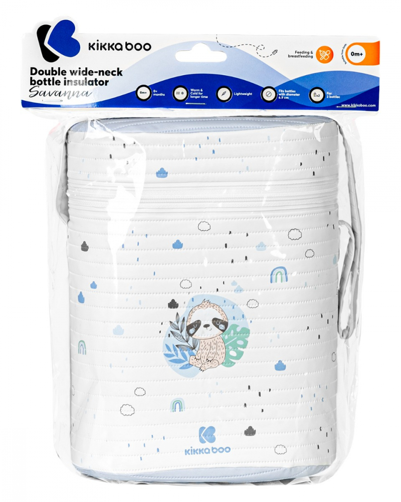 Suport Termoizolant KikkaBoo Savanna Blue 2 Biberoane - imagine 6