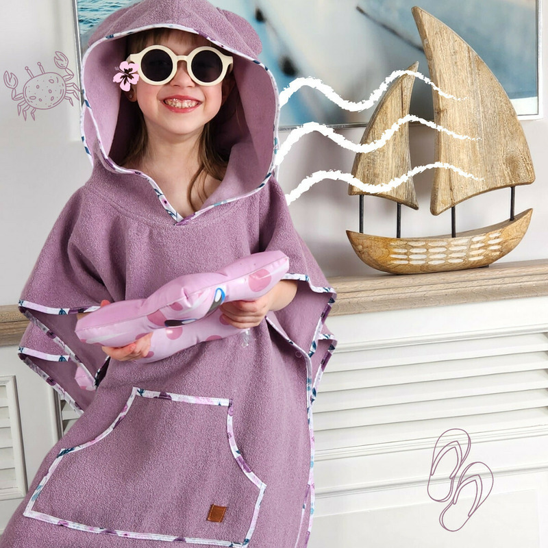 Poncho Baie Qmini cu Glugă și Urechi