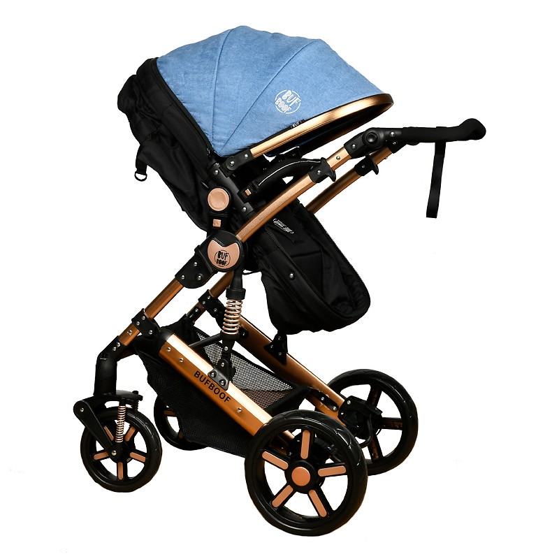 Carucior 2 in 1 Buf Boof Blue, Reversibil 0-36 luni - imagine 4