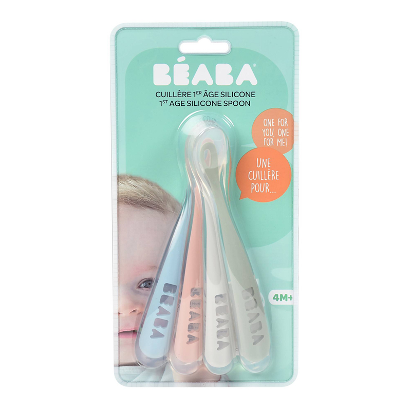 Set Lingurițe Silicon Beaba +4 luni, Eucalyptus