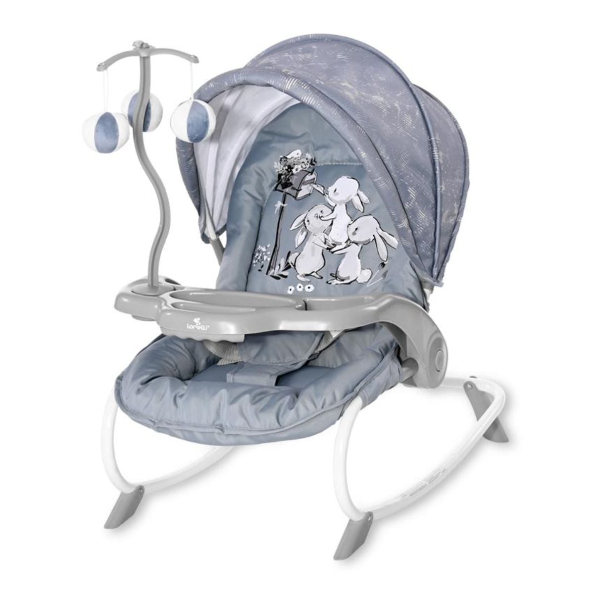 Fotoliu balansoar Lorelli Dream Time, Silver Blue Rabbits