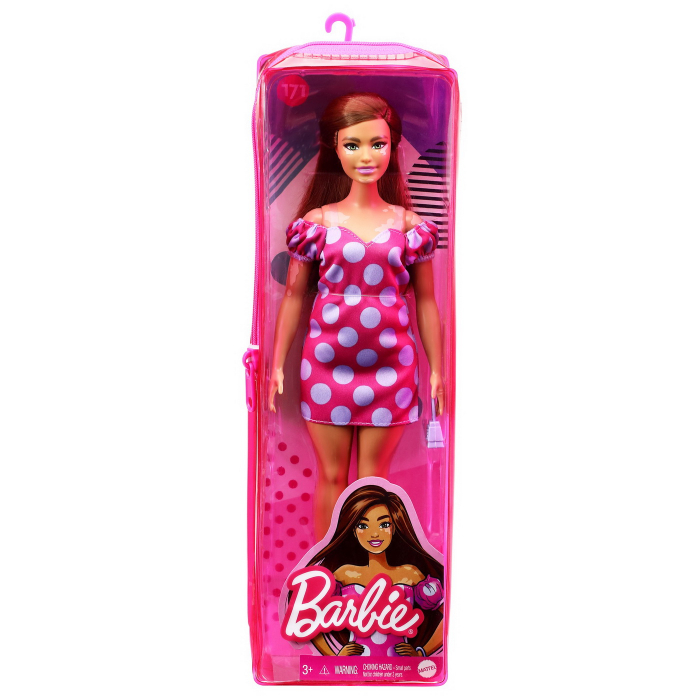 Papusa Barbie Fashionista Șatenă Rochie Roz