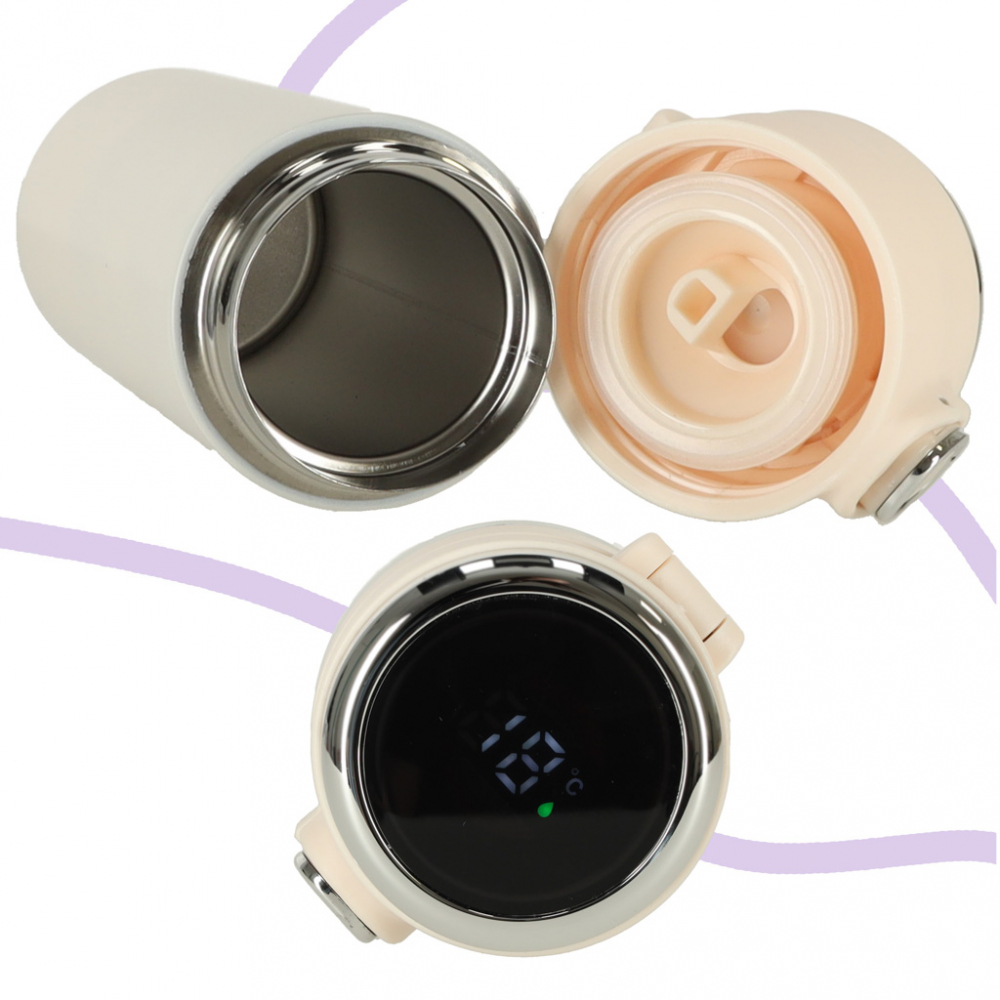 Cana termos Ikonka Smart LED, 420ml Bej - imagine 6