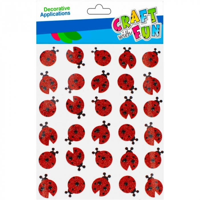 Set 30 Stickere Buburuze cu Sclipici Craft with Fun