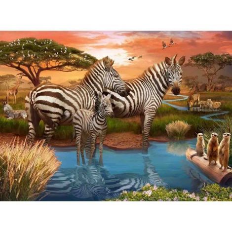 Puzzle Zebre La Apă 500P Ravensburger