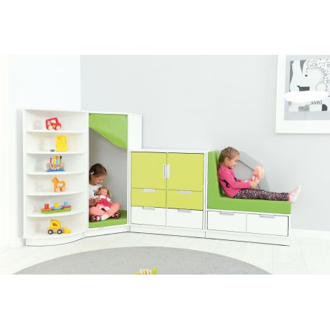 Dulap Colț Relaxare Alb Moje Bambino cu LED - imagine 3