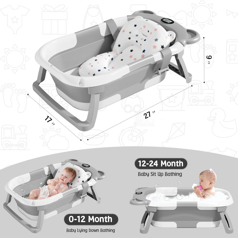 Cădiță Ultrapliabilă Little Mom Bear Grey cu Termometru - imagine 7