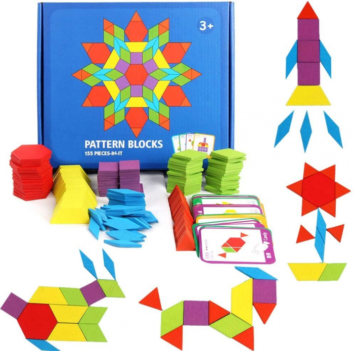 Tangram 155 piese lemn Krista | Joc educativ