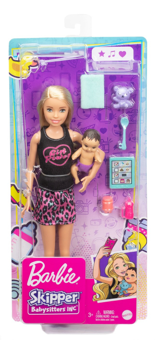 Barbie Skipper Babysitter Blonda cu Bebelus si Accesorii