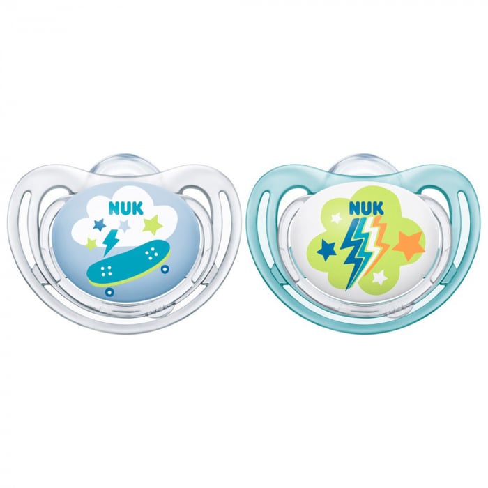 Suzete Nuk Freestyle Silicon, Set 2 Bucăți, Albastru