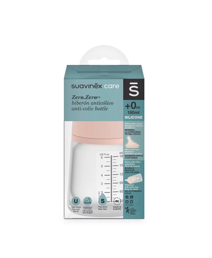 Biberon Suavinex Zero 180ml, Anticolici, Debit Lent