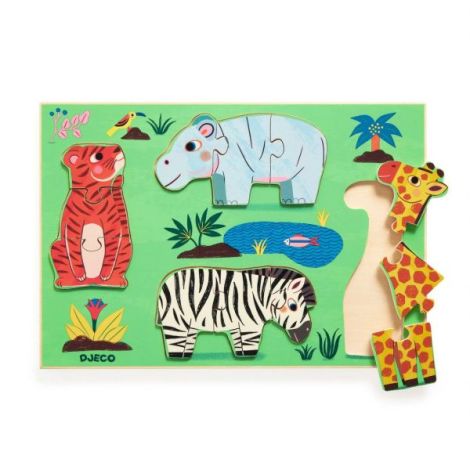 Puzzle Lemn Djeco Coucou Tigru (+18 luni) - imagine 4